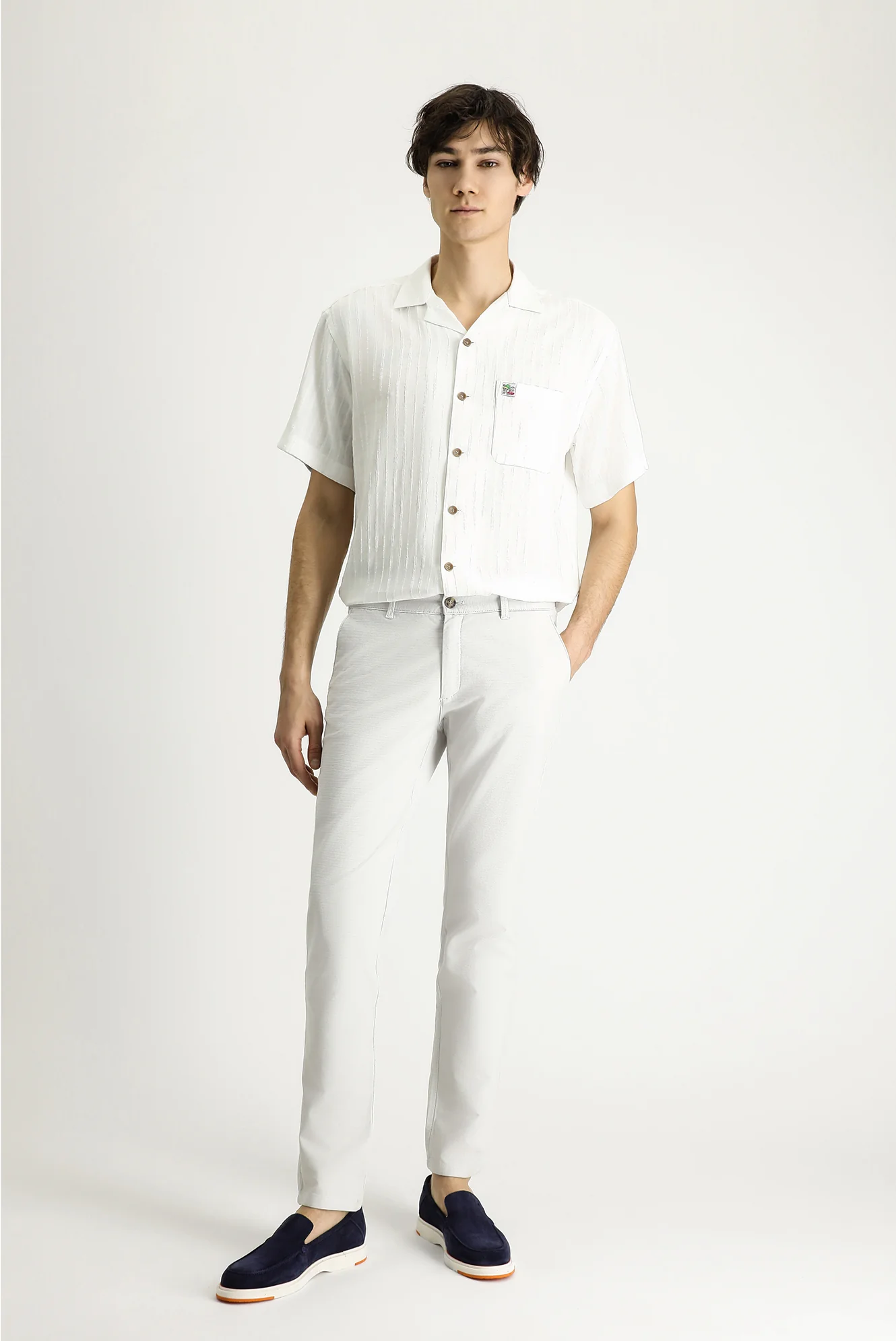 Taş Slim Fit Dar Kesim Desenli Likralı Kanvas / Chino Pantolon - Image 2