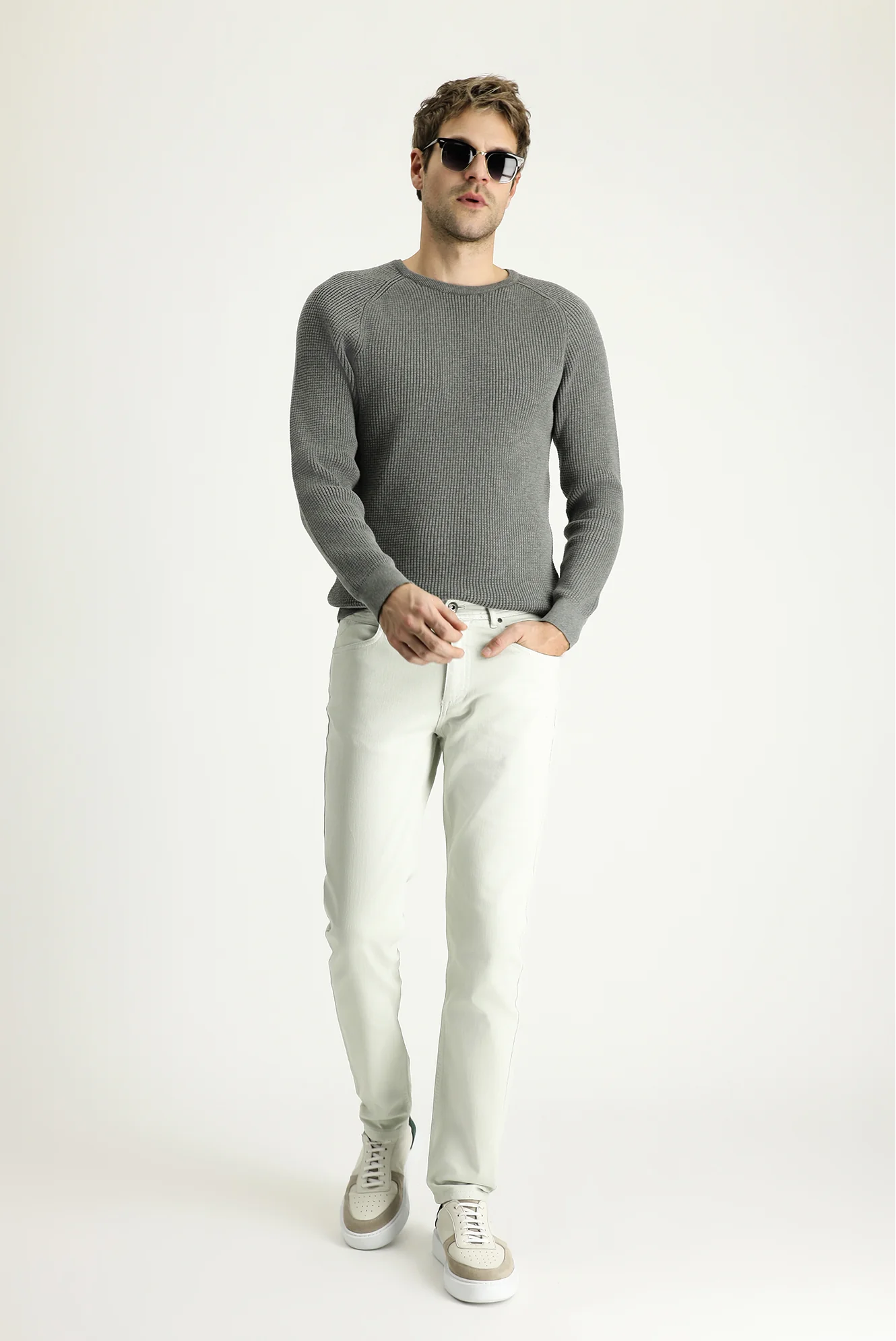 Taş Slim Fit Dar Kesim Likralı Kanvas / Chino Pantolon - Image 2