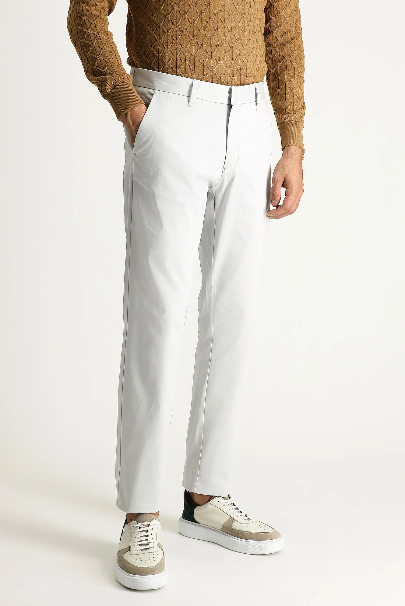 Taş Slim Fit Dar Kesim Likralı Saten Kanvas / Chino Pantolon - Image 3