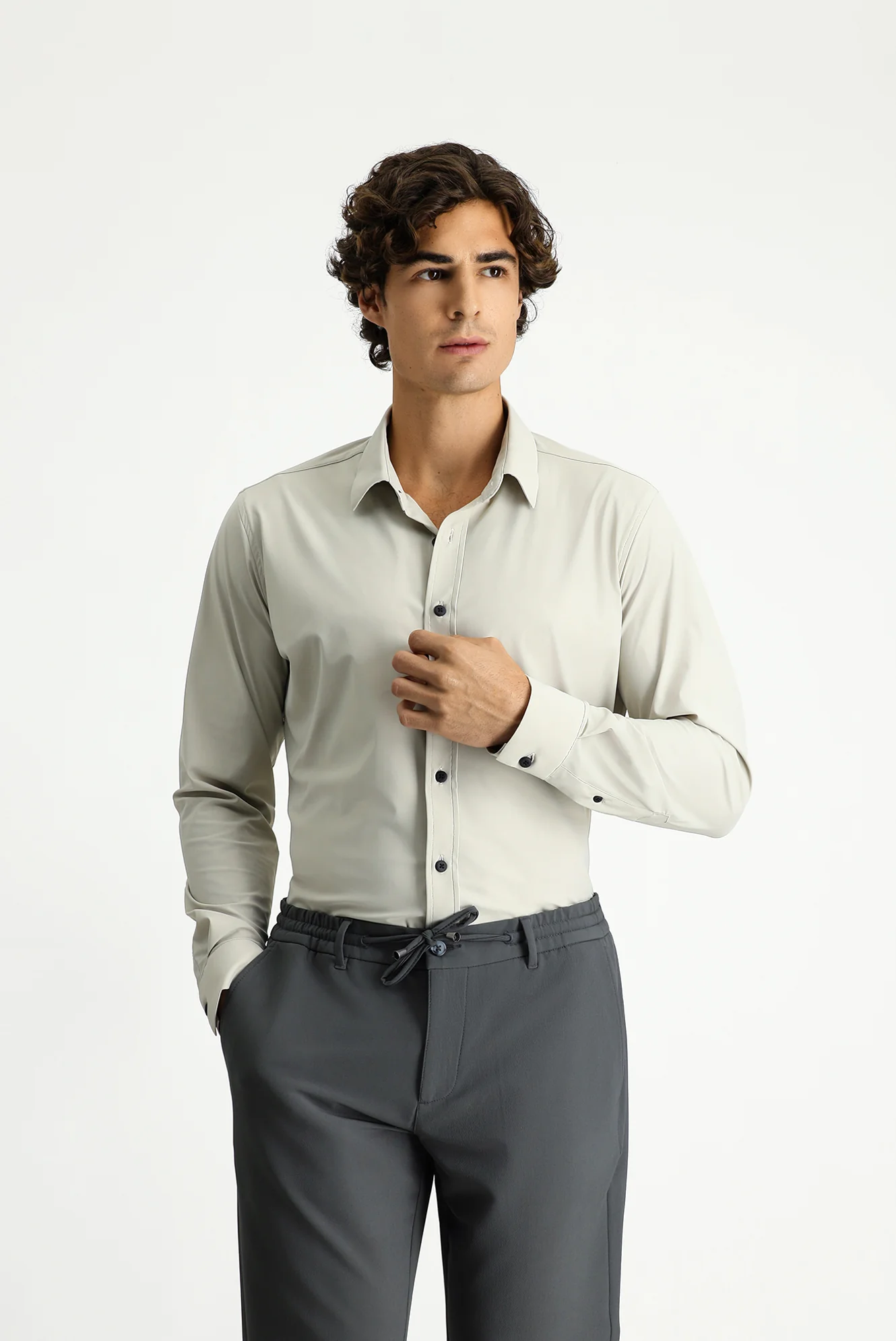 Taş Techno-Line Uzun Kol Slim Fit Dar Kesim Klasik Likralı Gömlek - Image 4