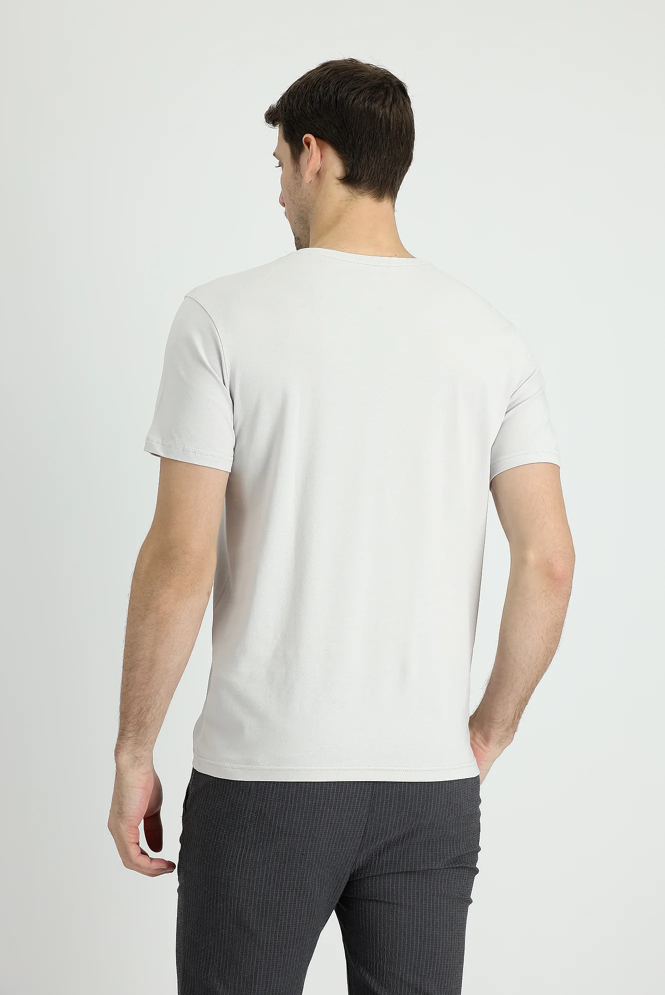 Taş V Yaka Slim Fit Dar Kesim Pamuklu Tişört - Image 3