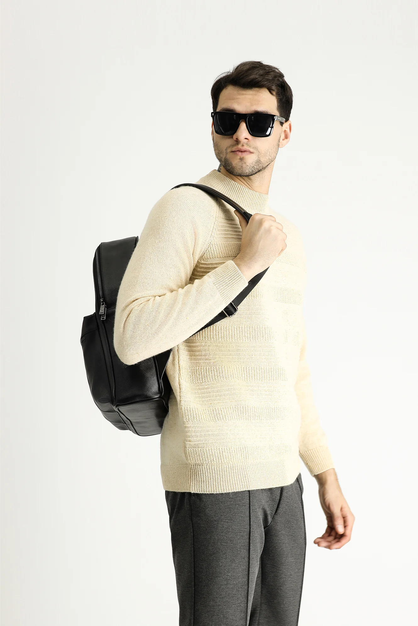 Taş Yarım Balıkçı Yaka Slim Fit Dar Kesim Desenli Yünlü Triko Kazak - Image 3