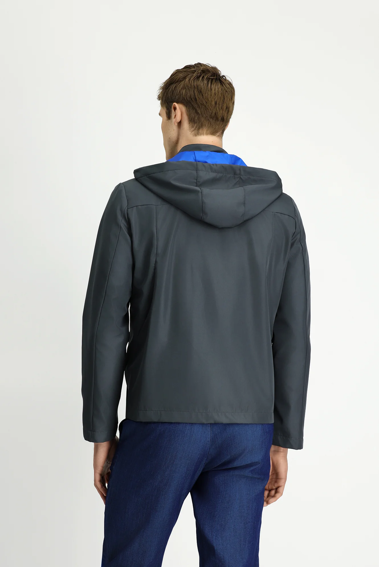 Titanyum Gri Kapüşonlu Spor Mevsimlik Mont - Image 6