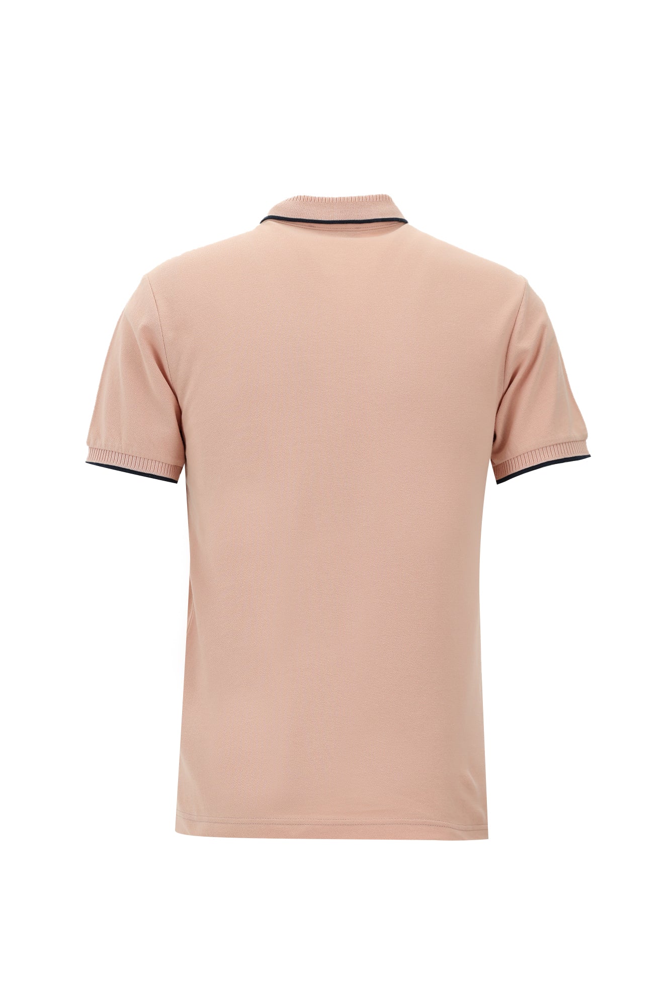 Toz Pembe Polo Yaka Slim Fit Dar Kesim Desenli Nakışlı Pamuk Tişört - Image 4