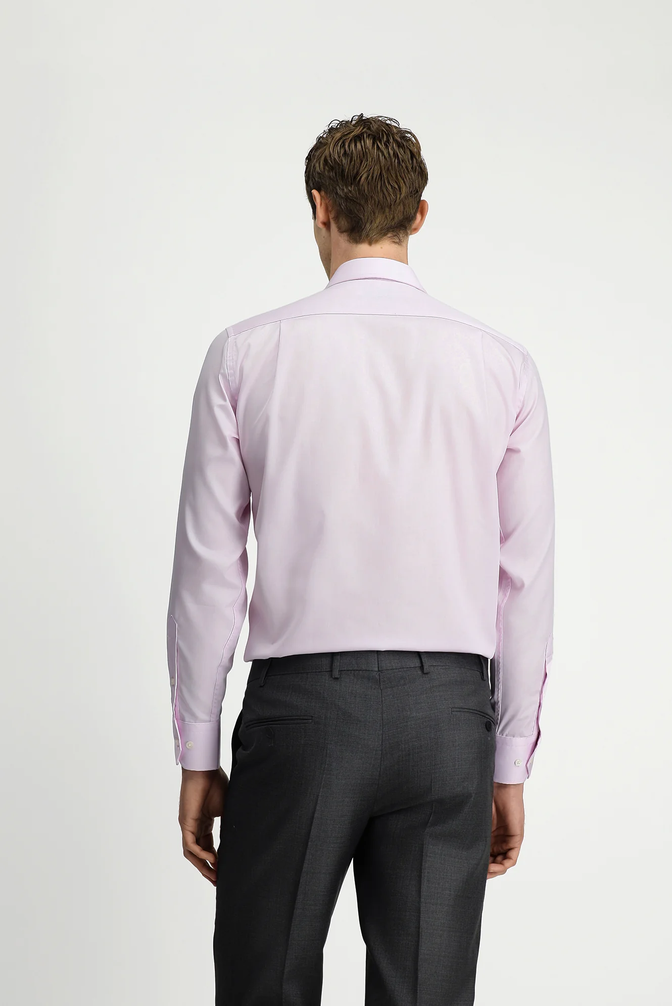 Toz Pembe Uzun Kol Non Iron Saten Klasik Cepli Pamuklu Gömlek - Image 5