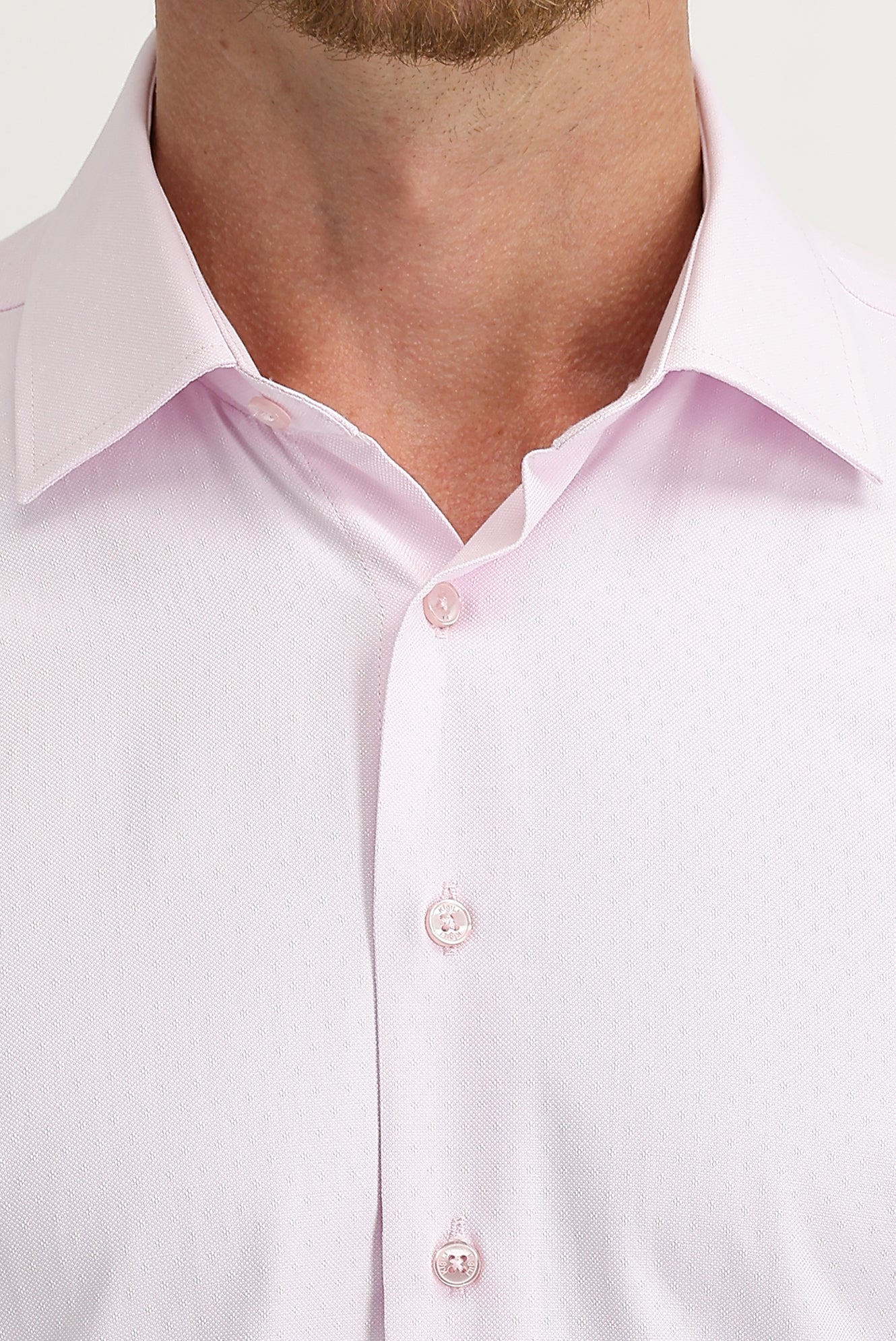 Toz Pembe Uzun Kol Slim Fit Dar Kesim Desenli Pamuklu Gömlek - Image 3