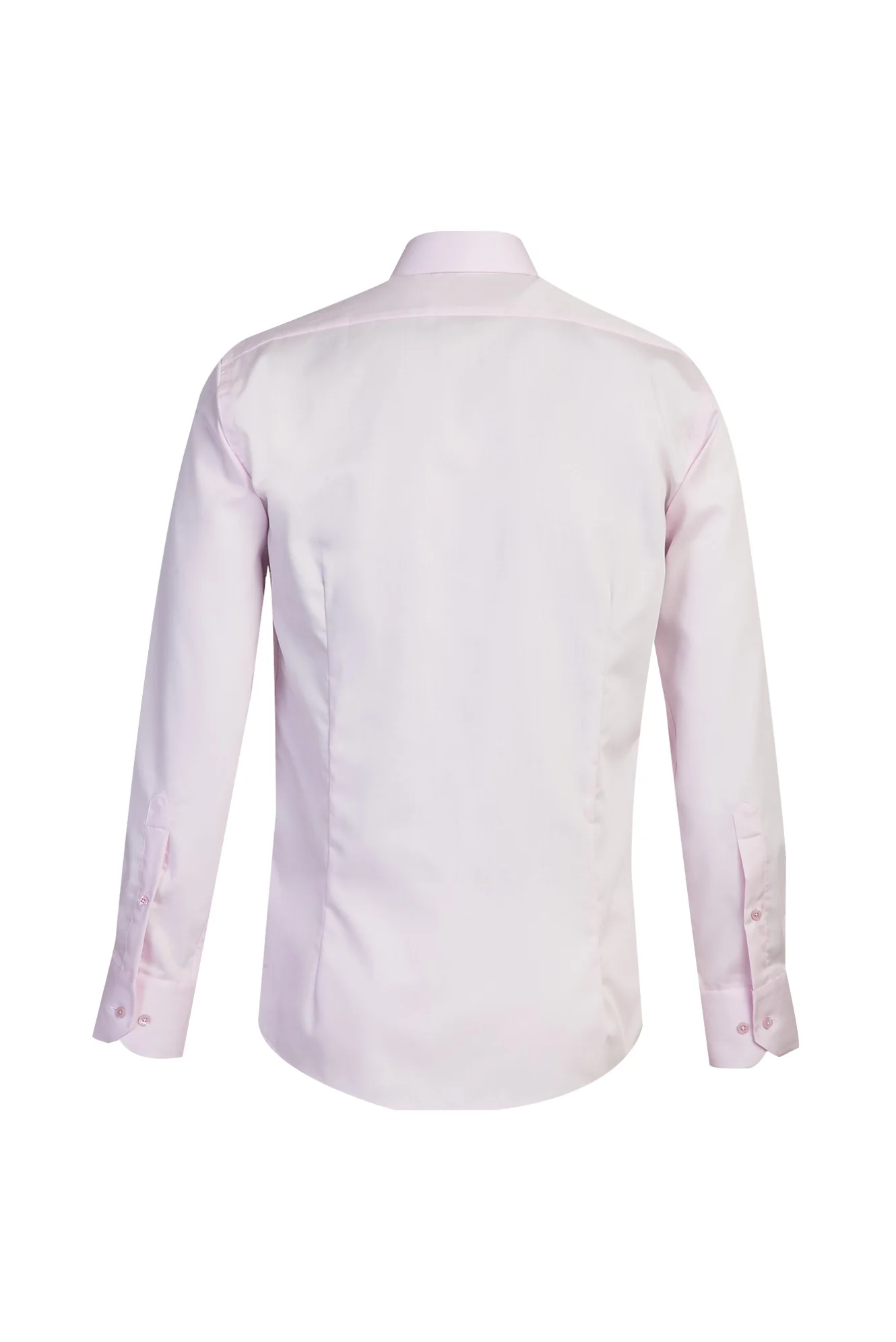 Toz Pembe Uzun Kol Slim Fit Dar Kesim Klasik Non Iron Saten Pamuklu Gömlek - Image 2