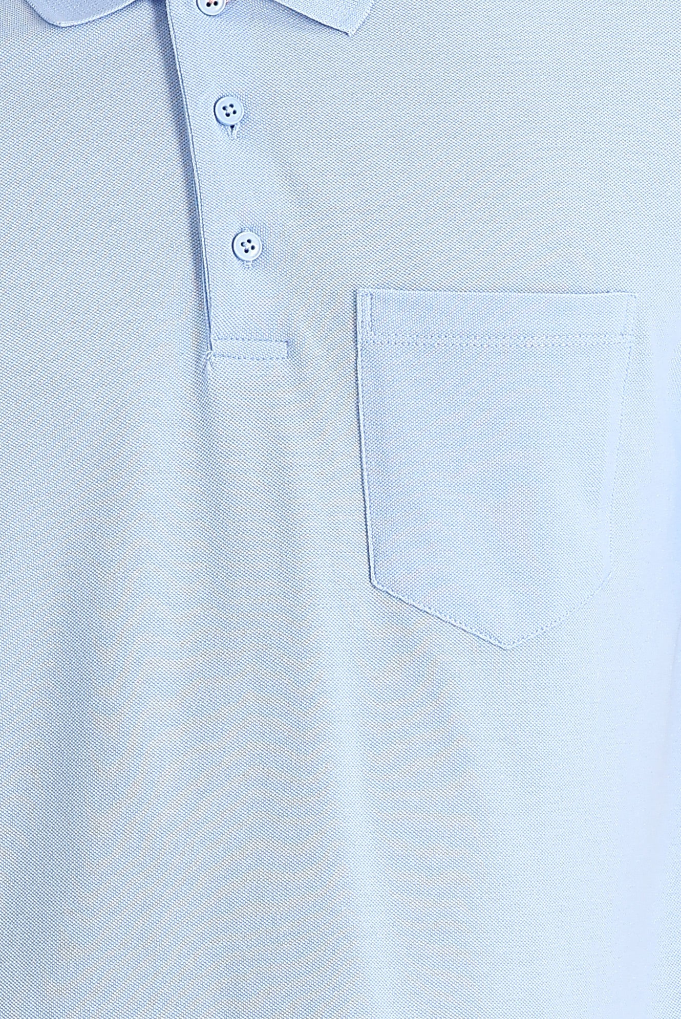 Uçuk Mavi Polo Yaka Regular Fit Nakışlı Pamuk Tişört - Image 3