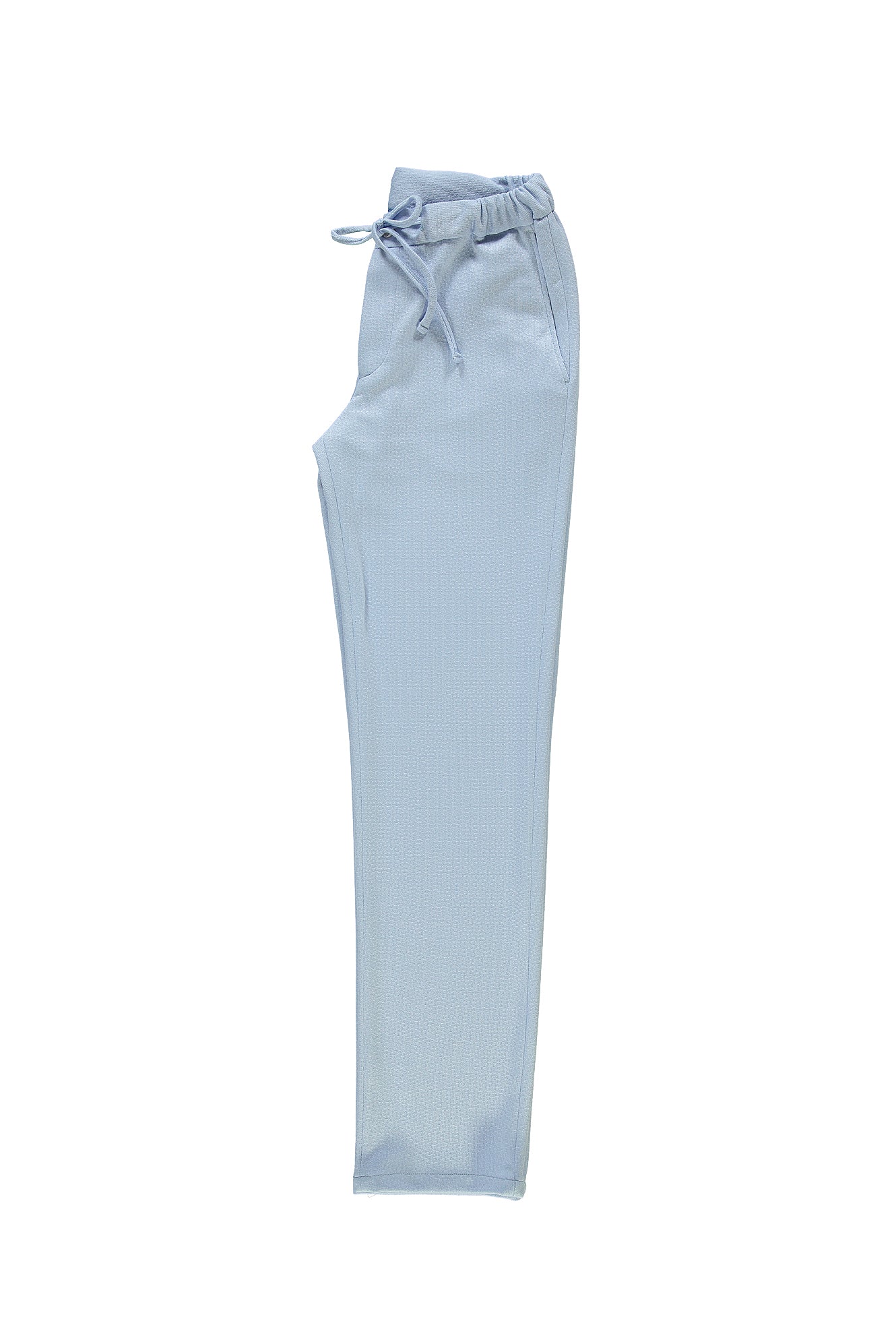 Uçuk Mavi Regular Fit Standart Kesim Beli Lastikli İpli Pantolon - Image 3