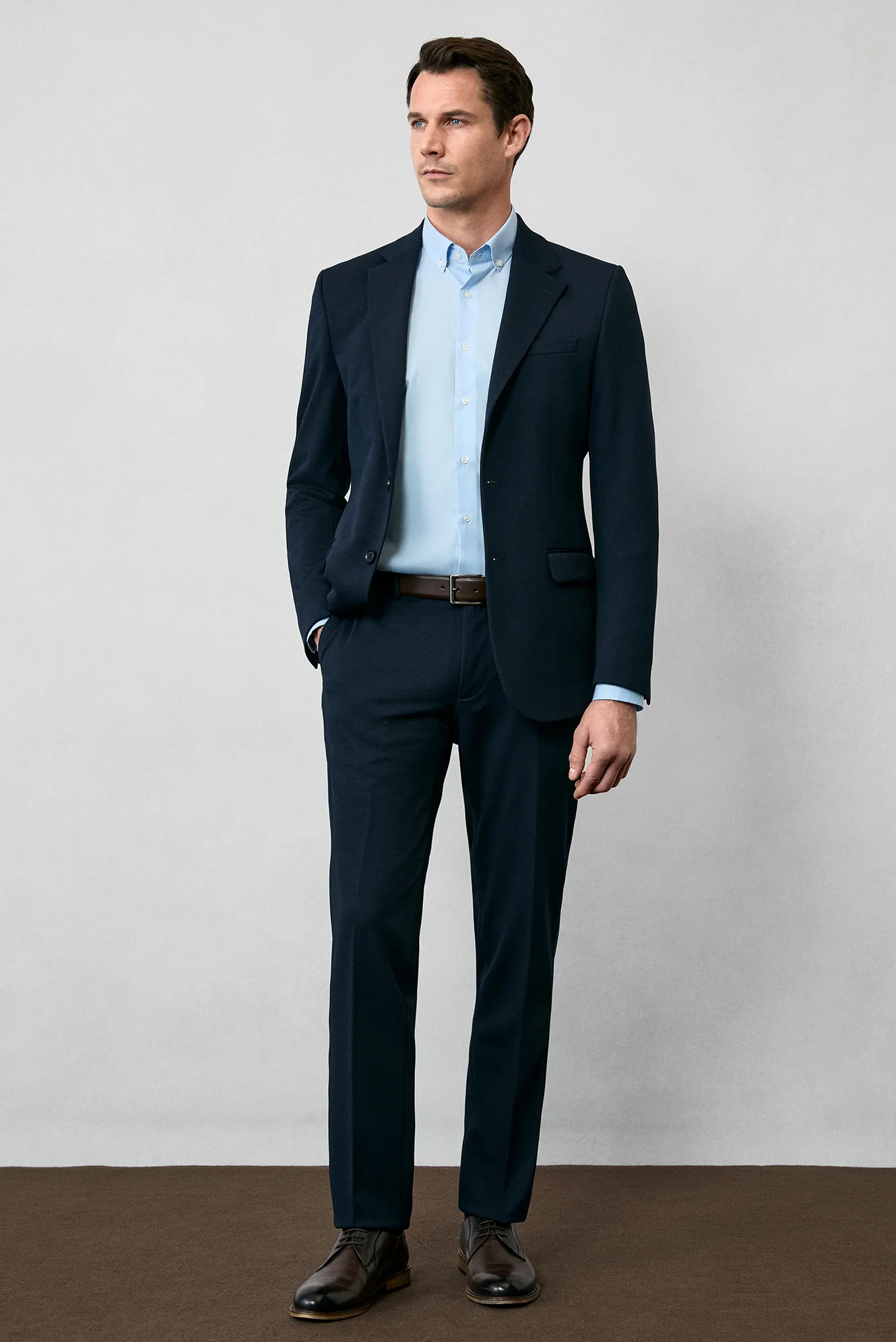 Uçuk Mavi Uzun Kol Regular Fit Düğmeli Yaka Pamuklu Non Iron Ütü Gerektirmeyen Gömlek - Image 7