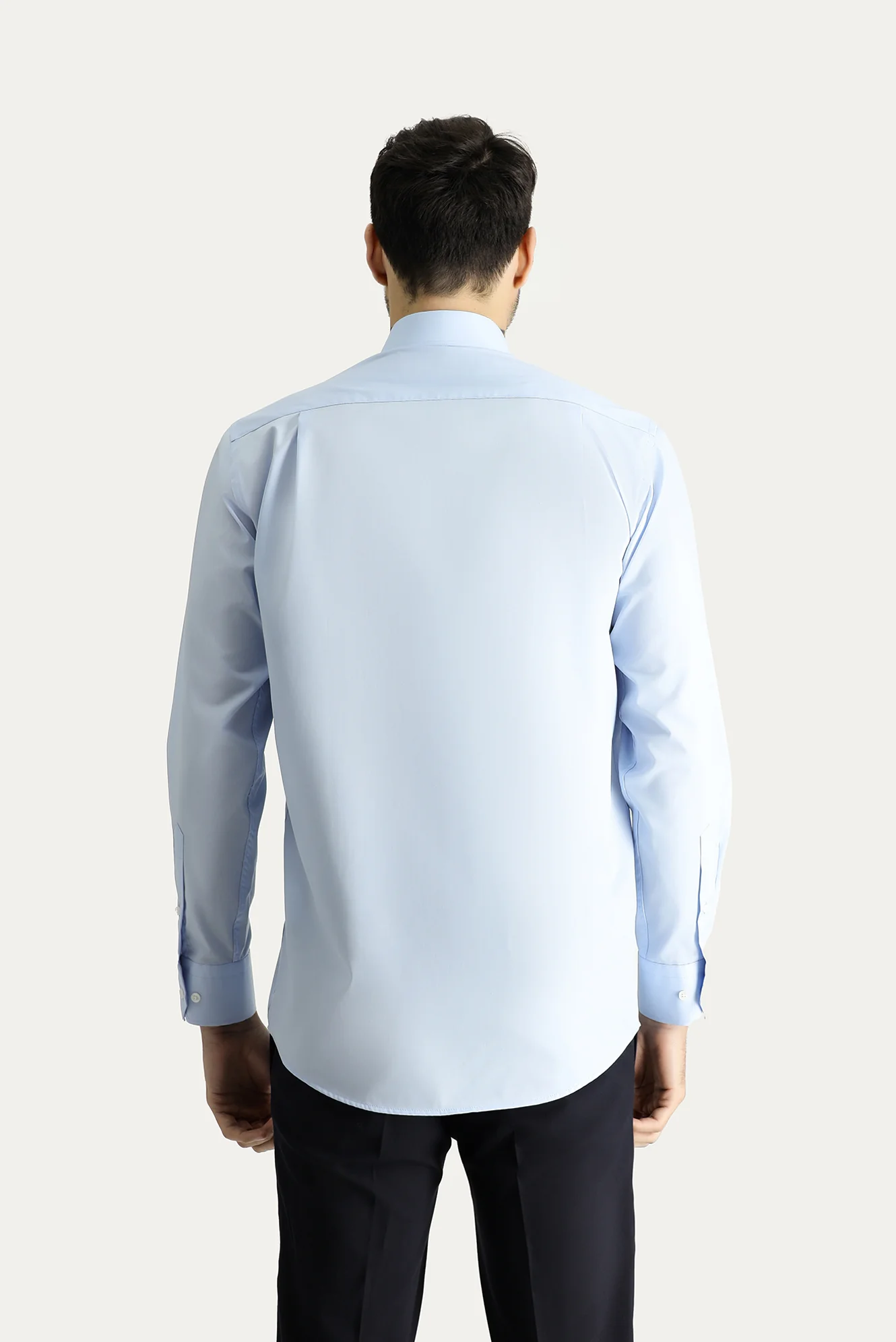 Uçuk Mavi Uzun Kol Regular Fit Klasik Yaka Cepli Pamuklu Non Iron Ütü Gerektirmeyen Gömlek - Image 4