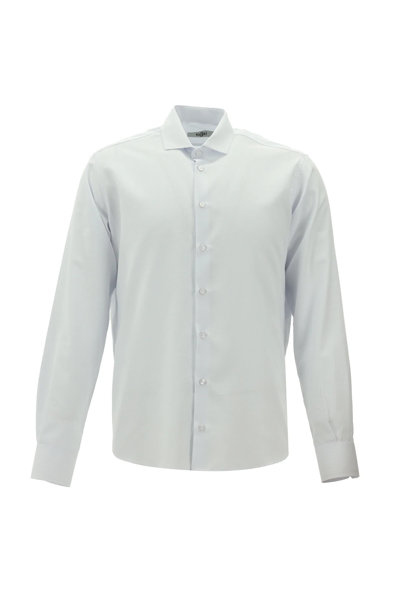 Uçuk Mavi Uzun Kol Slim Fit Dar Kesim Çizgili Pamuklu Kolay Ütülenebilir Gömlek