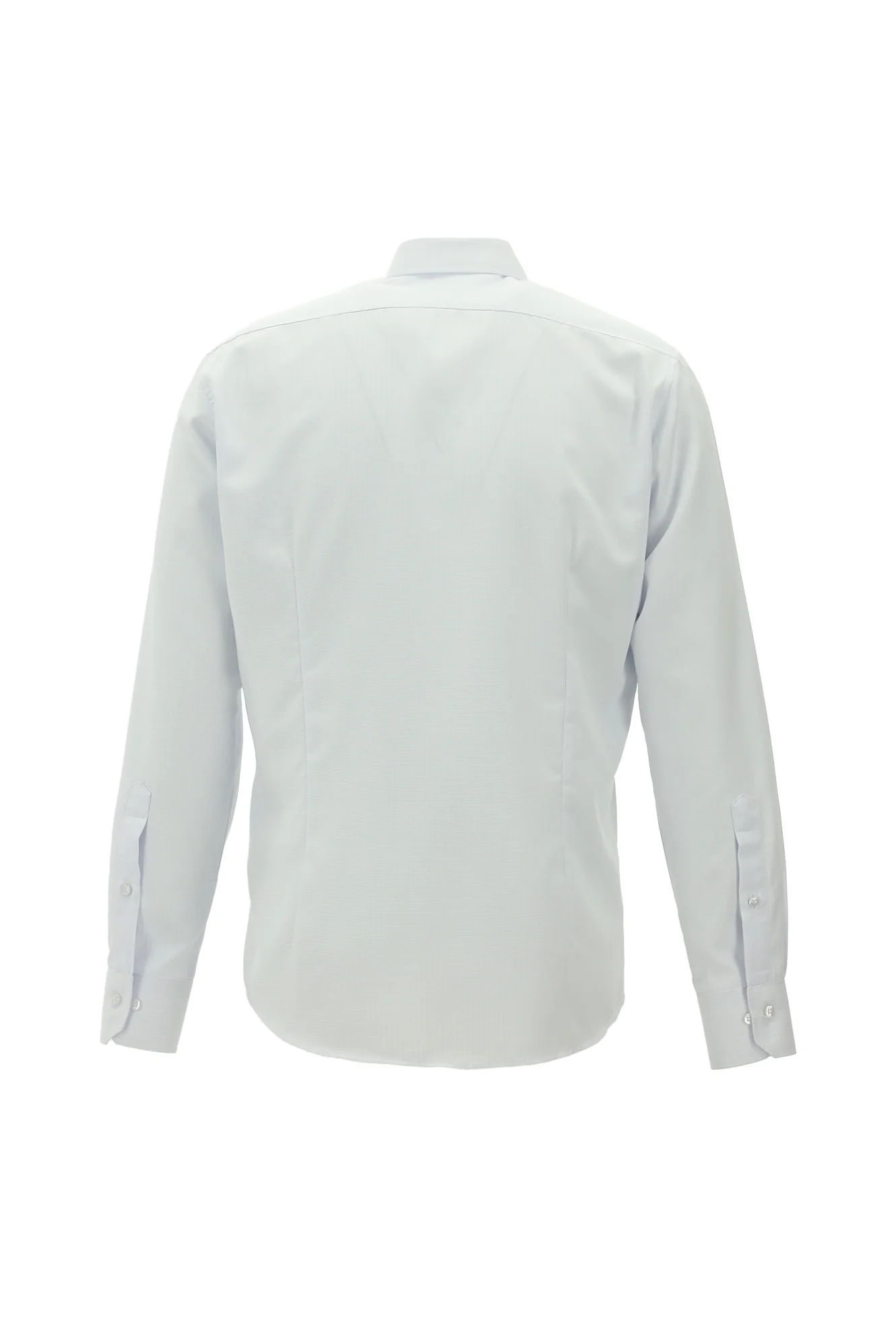 Uçuk Mavi Uzun Kol Slim Fit Dar Kesim Çizgili Pamuklu Kolay Ütülenebilir Gömlek - Image 2