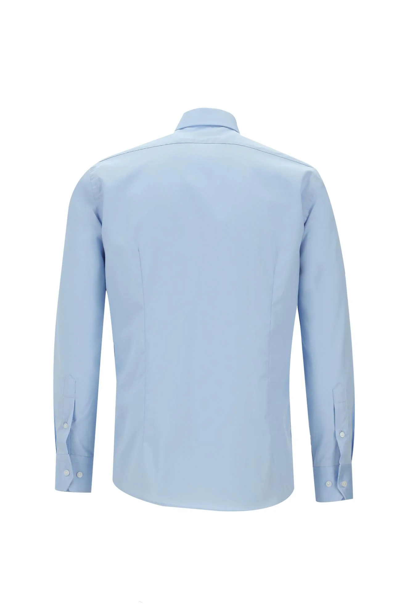 Uçuk Mavi Uzun Kol Slim Fit Dar Kesim Klasik Non Iron Saten Pamuklu Gömlek - Image 2