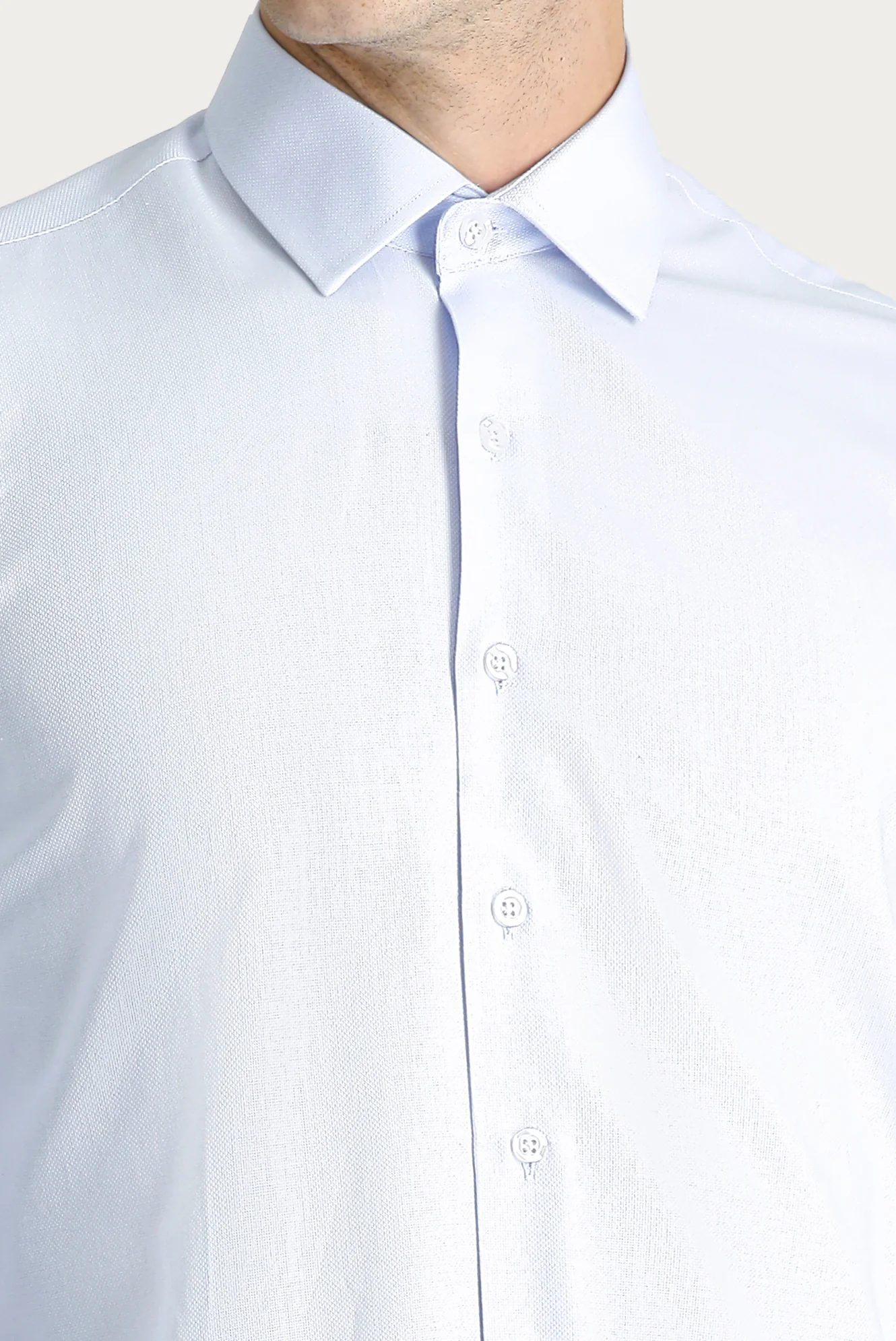 Uçuk Mavi Uzun Kol Slim Fit Dar Kesim Oxford Pamuk Gömlek - Image 5