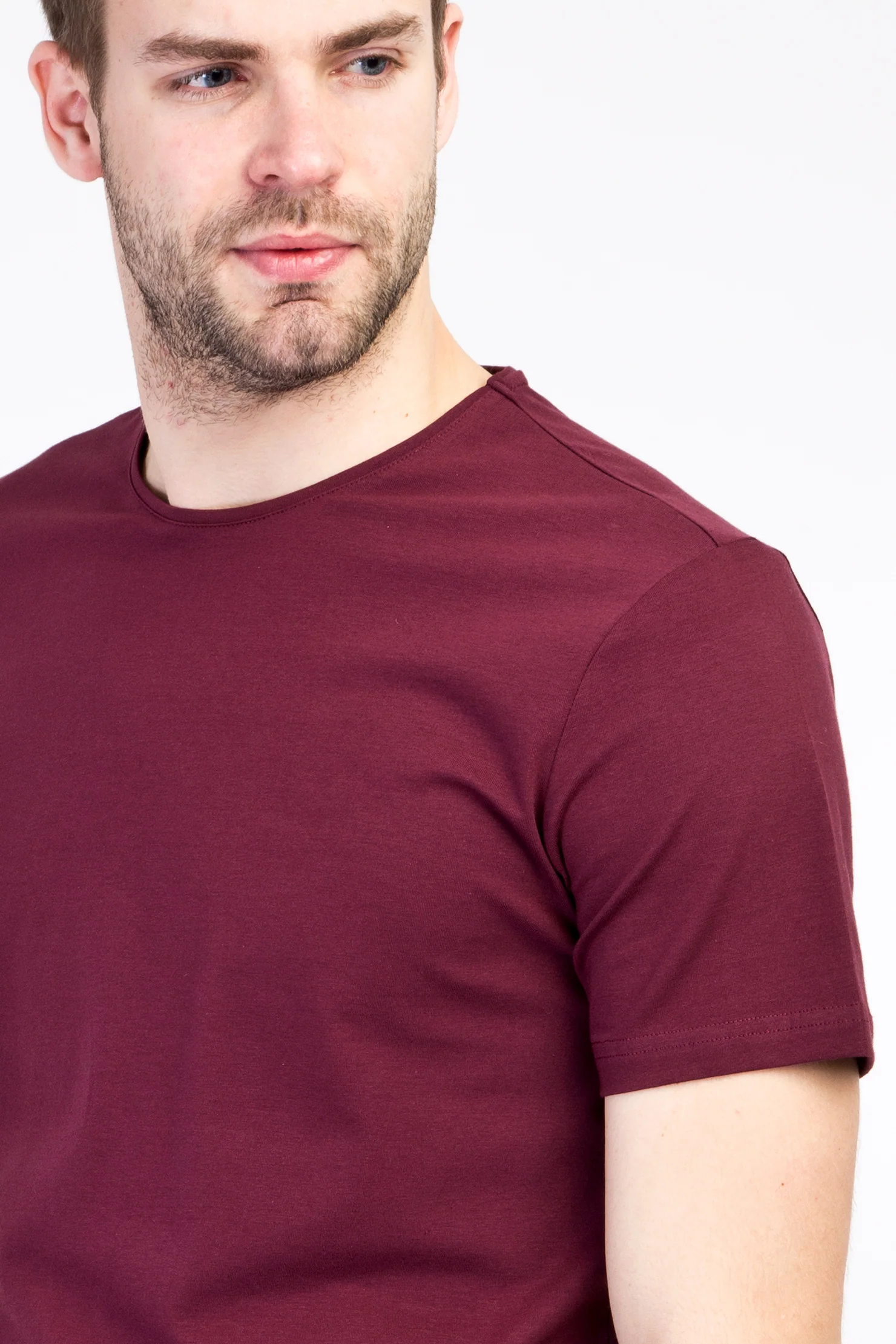 Vişne Bisiklet Yaka Slim Fit Dar Kesim Tişört - Image 2