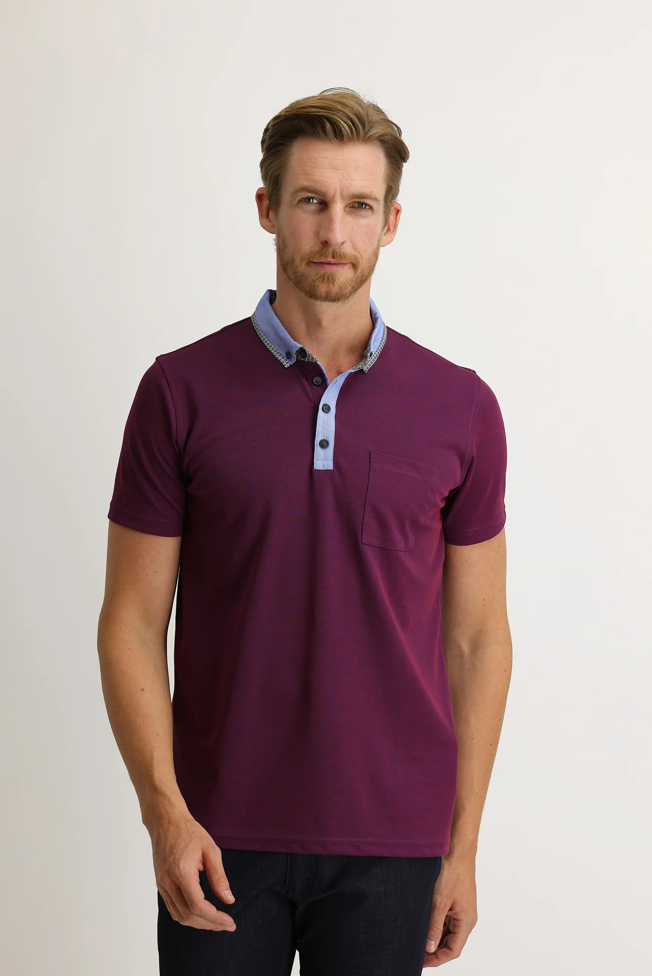 Vişne Cepli Polo Yaka Slim Fit Dar Kesim Tişört - Image 2