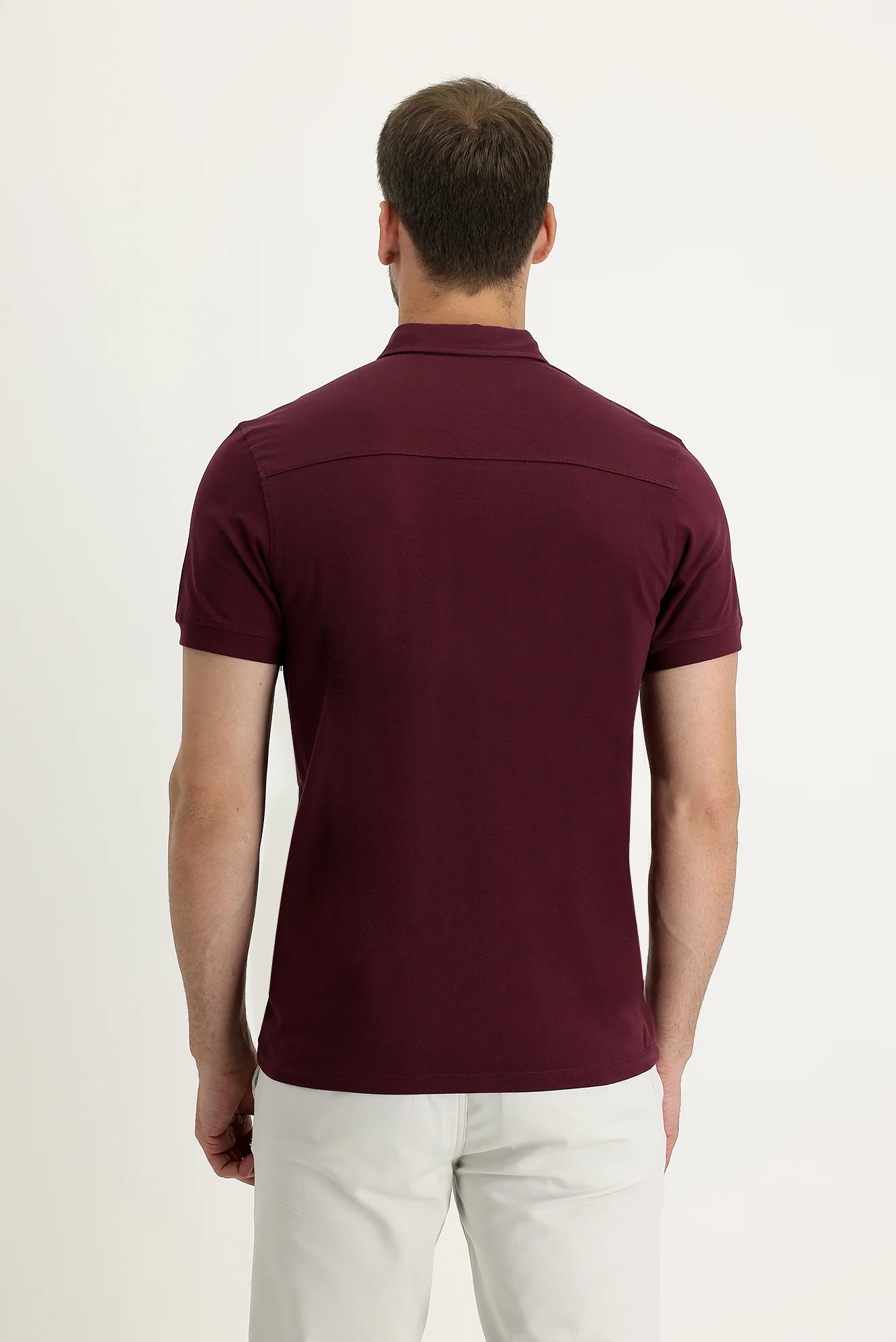 Vişne Yarım İtalyan Yaka Regular Fit Süprem Tişört - Image 3