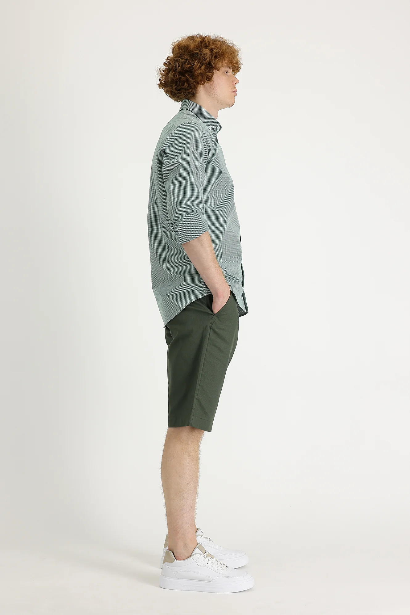 Yağ Yeşili-Olive Regular Fit Standart Kesim Bermuda Şort - Image 2