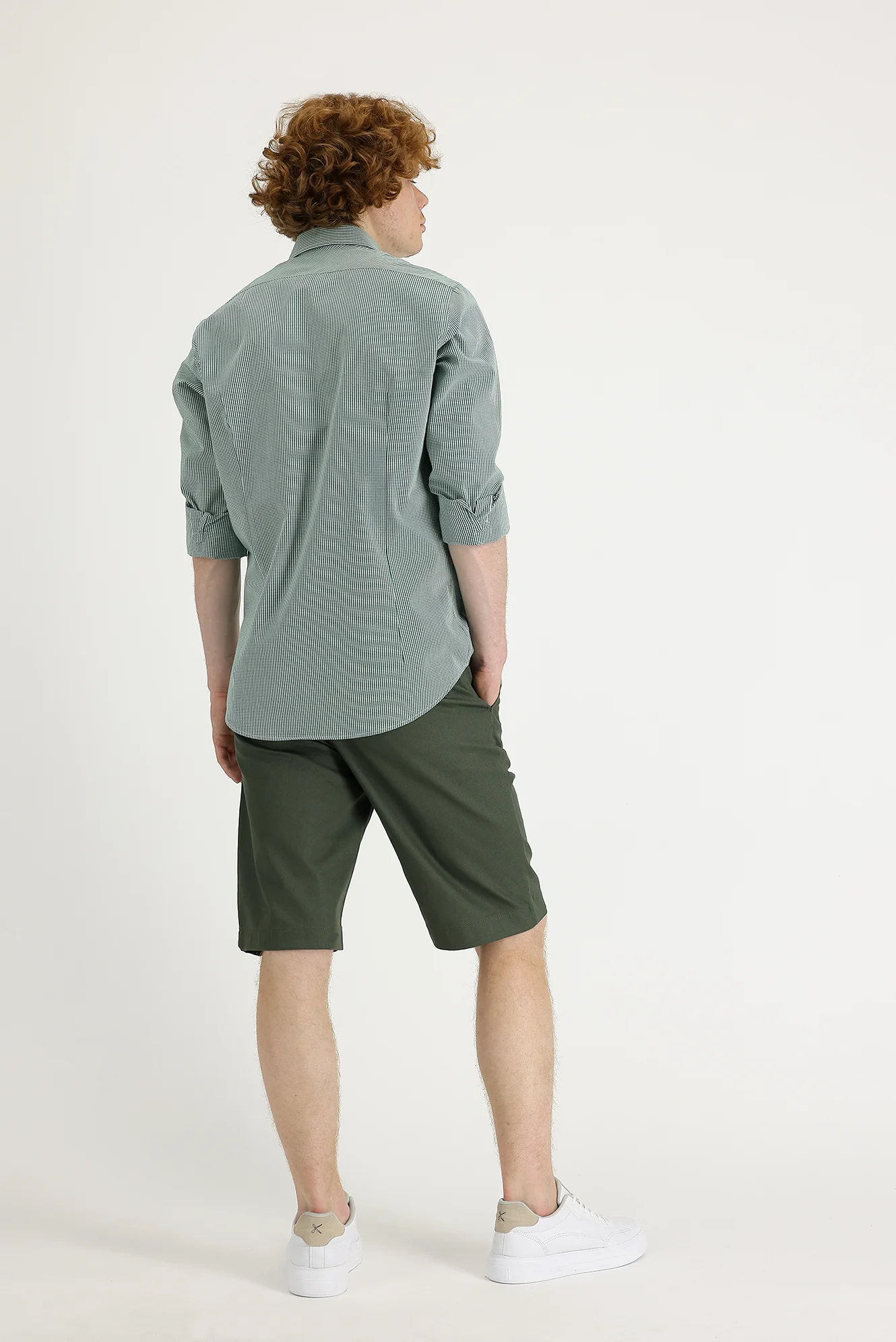Yağ Yeşili-Olive Regular Fit Standart Kesim Bermuda Şort - Image 3