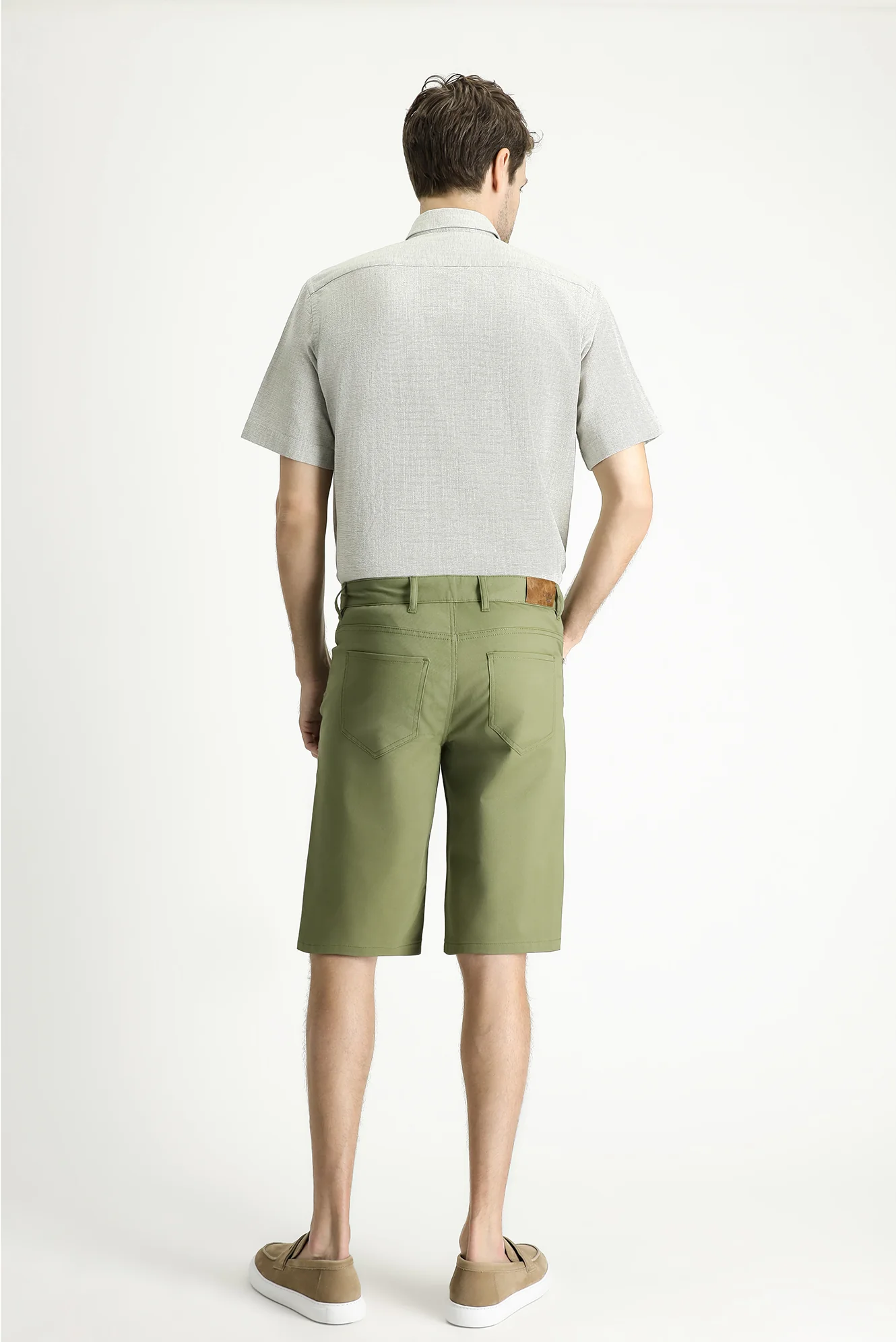 Yağ Yeşili-Olive Relaxed Fit Rahat Kesim Bermuda Şort - Image 4