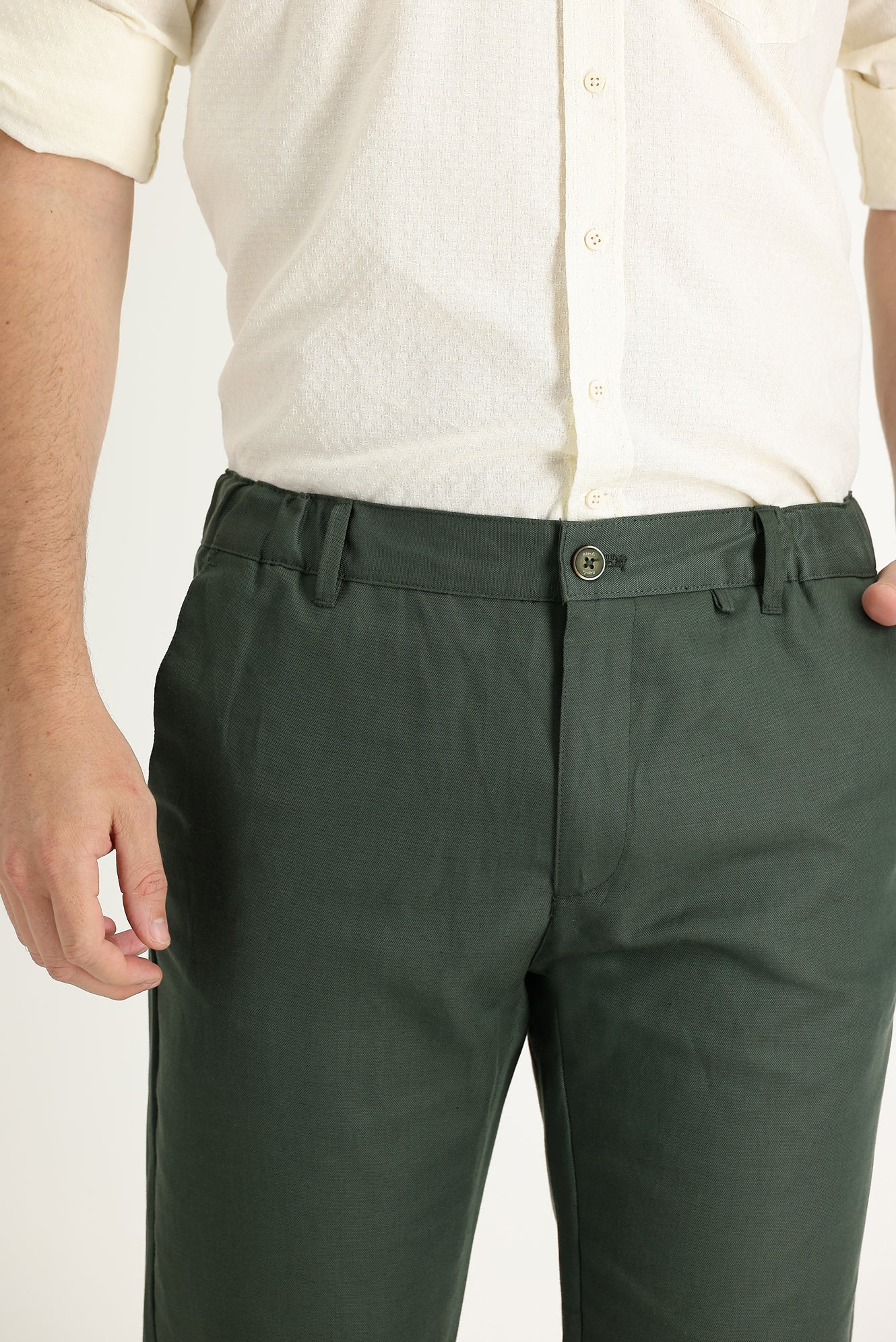 Yağ Yeşili-Olive Regular Fit Standart Kesim Kanvas / Chino Keten Pantolon - Image 2