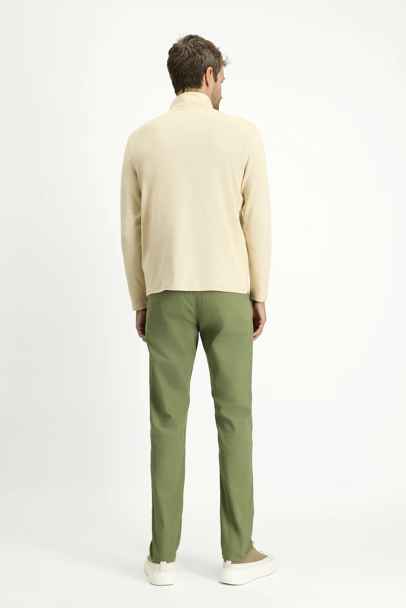 Yağ Yeşili-Olive Relaxed Fit Rahat Kesim Likralı Kanvas / Chino Pantolon - Image 5