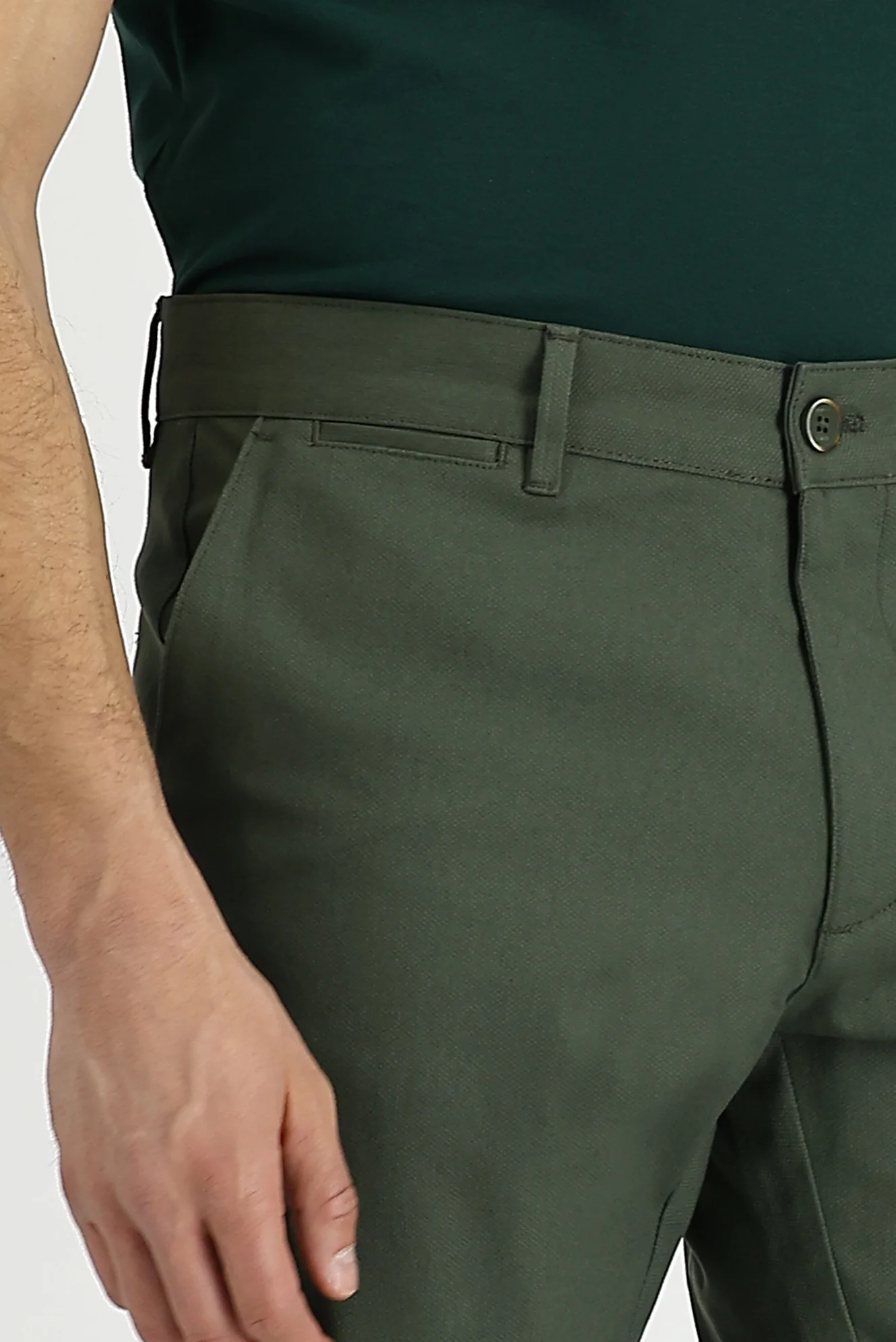 Yağ Yeşili-Olive Relaxed Fit Rahat Kesim Likralı Kanvas / Chino Pantolon - Image 2