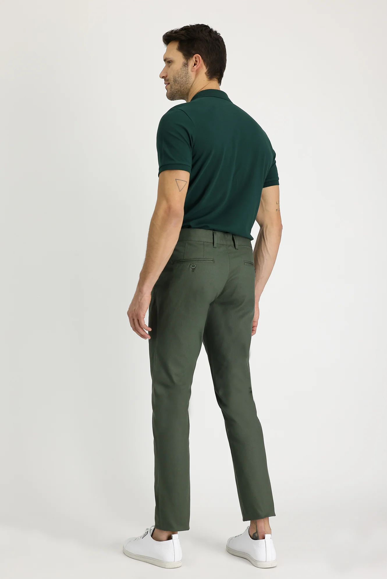 Yağ Yeşili-Olive Relaxed Fit Rahat Kesim Likralı Kanvas / Chino Pantolon - Image 4