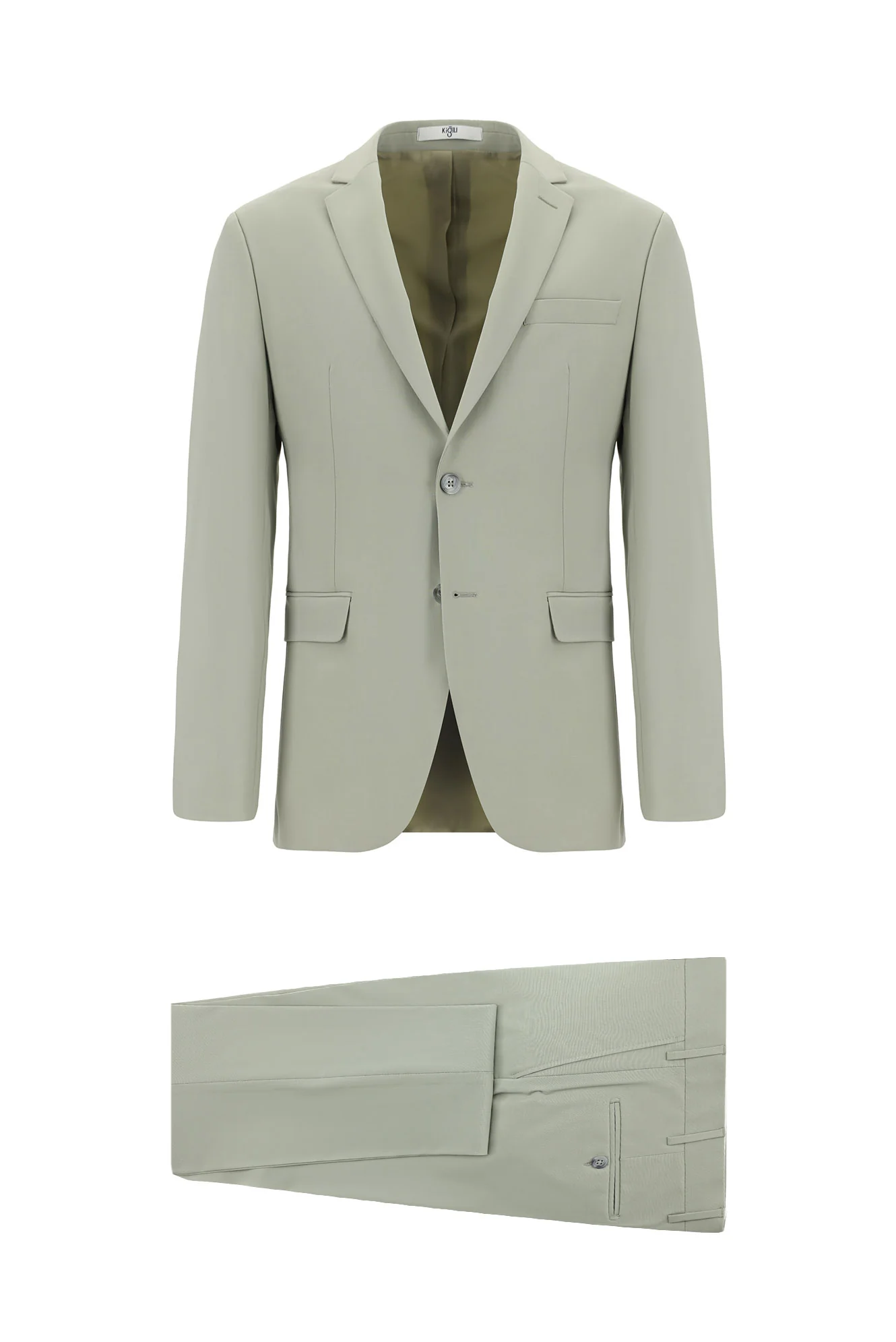 Yağ Yeşili-Olive 4 Drop Relaxed Fit Rahat Kesim Yünlü Takım Elbise