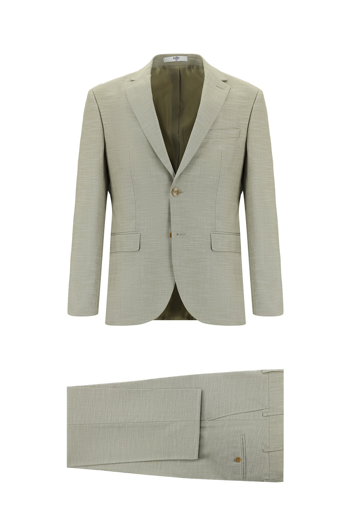 Yağ Yeşili-Olive 7 Drop Slim Fit Dar Kesim Desenli Takım Elbise