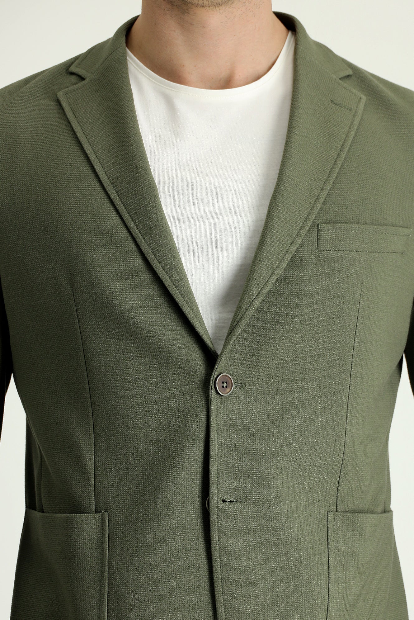 Yağ Yeşili-Olive 7 Drop Slim Fit Dar Kesim Spor Ceket - Image 4