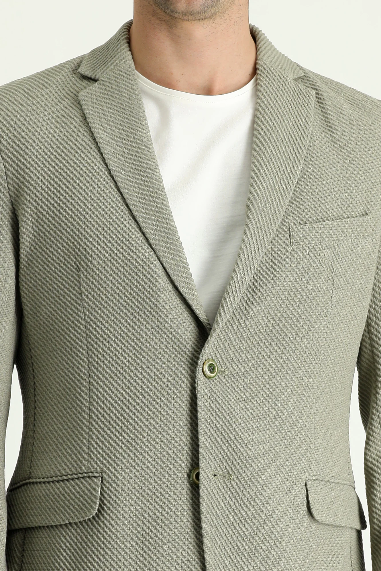 Yağ Yeşili-Olive 7 Drop Slim Fit Dar Kesim Spor Ceket - Image 4