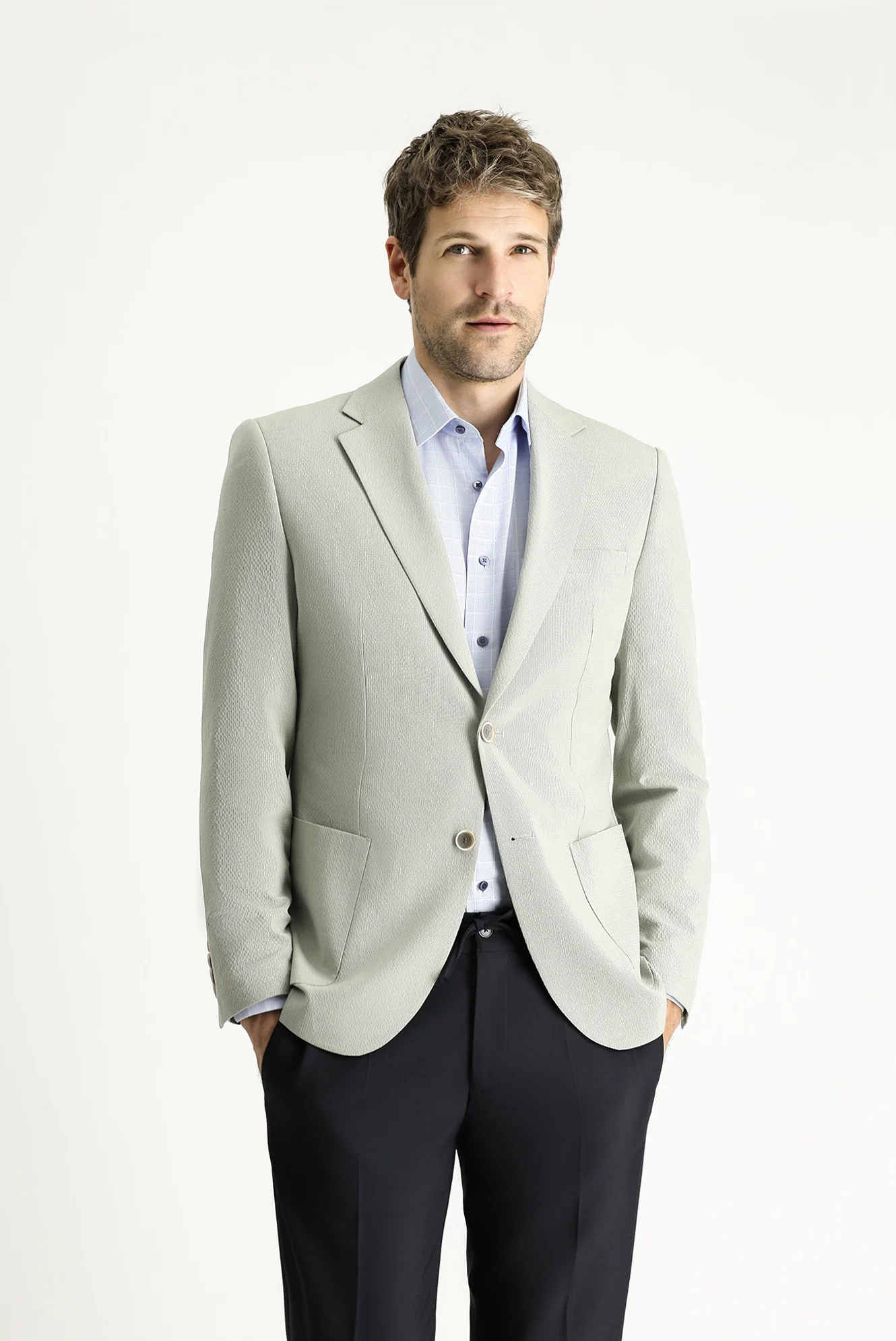 Yağ Yeşili-Olive 7 Drop Slim Fit Dar Kesim Spor Desenli Ceket - Image 2