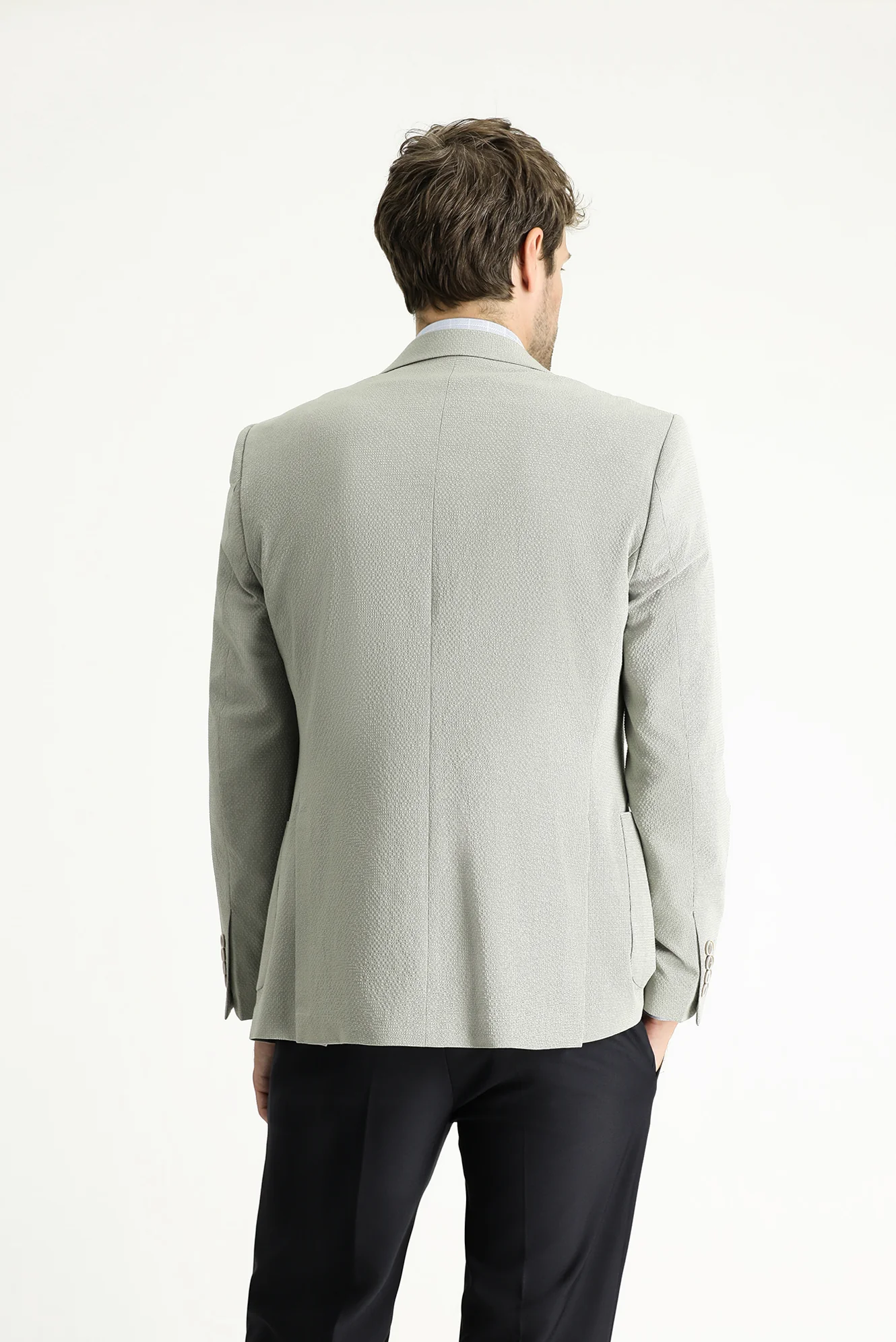 Yağ Yeşili-Olive 7 Drop Slim Fit Dar Kesim Spor Desenli Ceket - Image 3