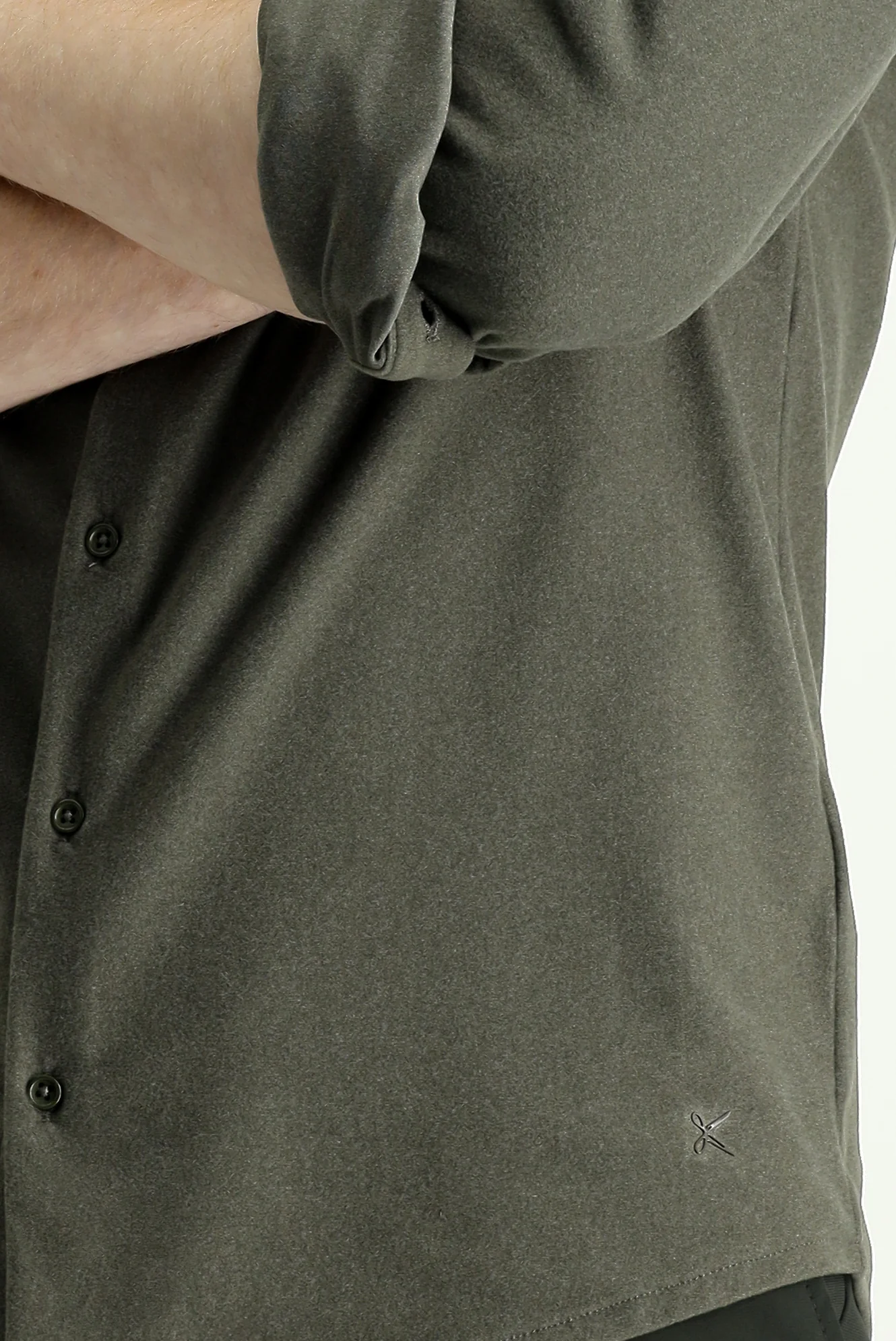 Yağ Yeşili-Olive Techno-Line Uzun Kol Slim Fit Dar Kesim Spor Örme Gömlek - Image 6