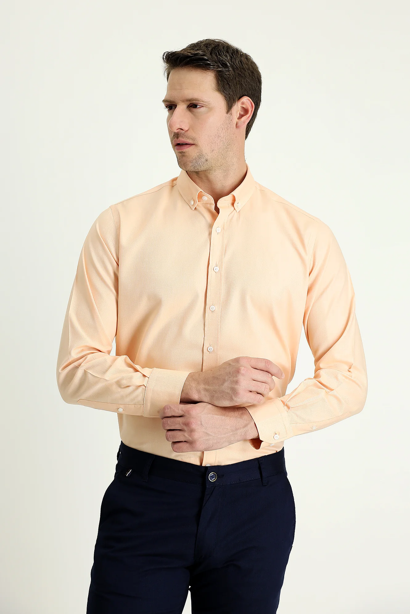 Yavru Ağzı Uzun Kol Regular Fit Oxford Pamuk Gömlek