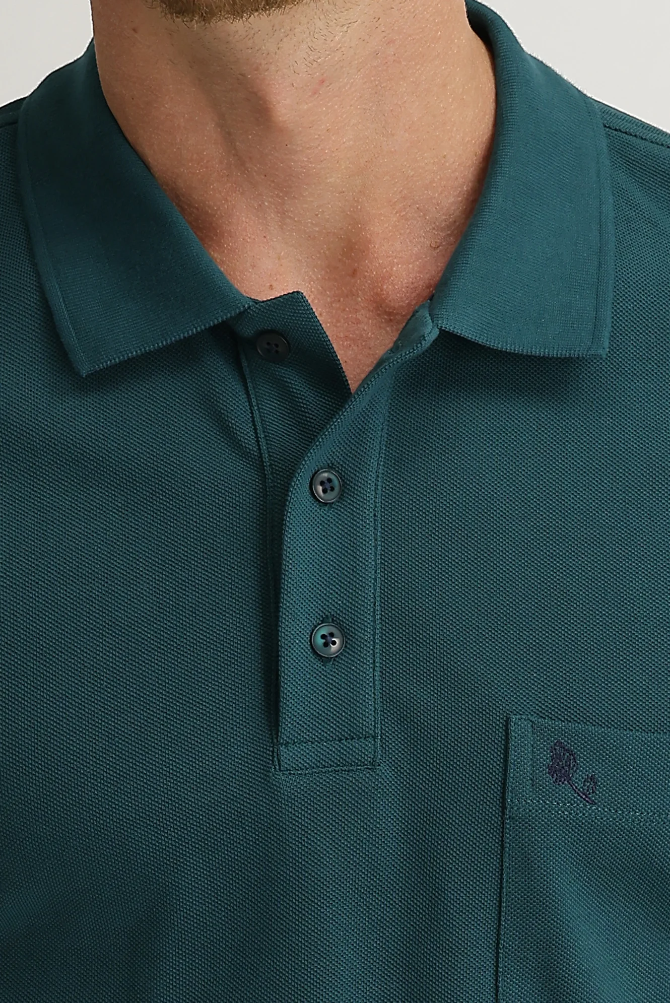 Zümrüt Yeşili Cepli Polo Yaka Regular Fit Pamuk Tişört - Image 3