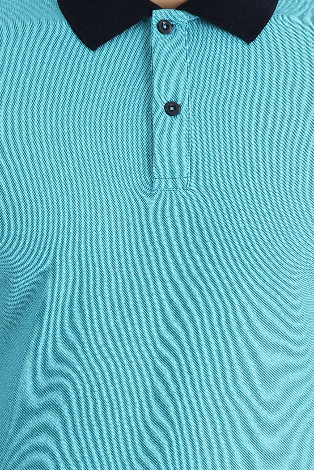Zümrüt Yeşili Polo Yaka Slim Fit Dar Kesim Desenli Pamuk Tişört - Image 4